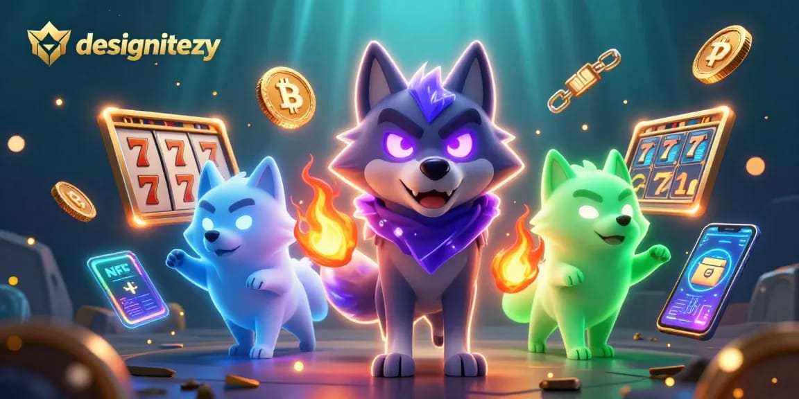 Engage with designitezy to win amazing slot games featuring energetic wolf characters.