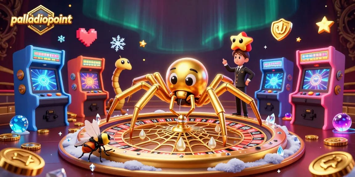 Engage in thrilling gameplay at palladiopoint with a golden spider roulette scene, showcasing excitement and chances.