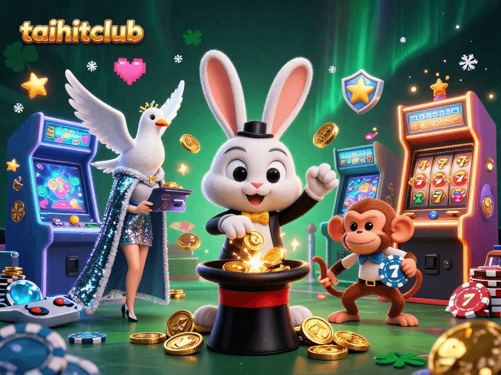 Engage in exciting gaming at taihitclub with a magician rabbit, dove, and playful monkey.