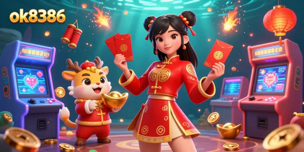 Join the excitement at ok8386 with vibrant casino-themed 3D illustration capturing gaming energy.