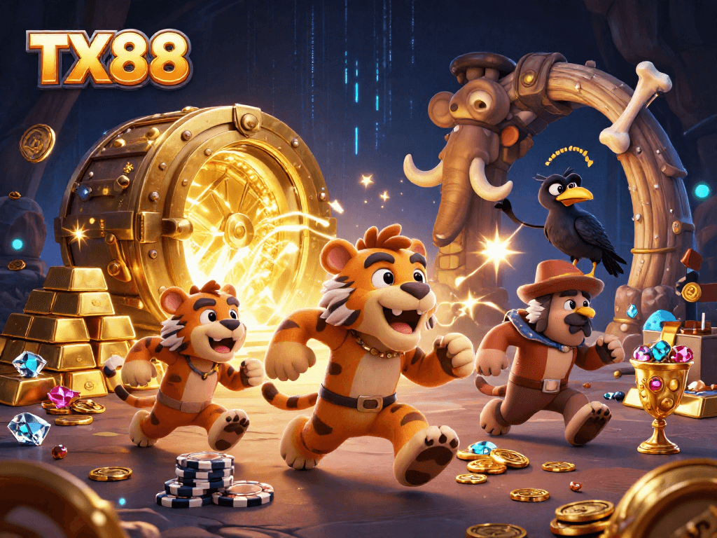 Experience the vibrant world of TX88 as you explore modern casino gaming with engaging characters.