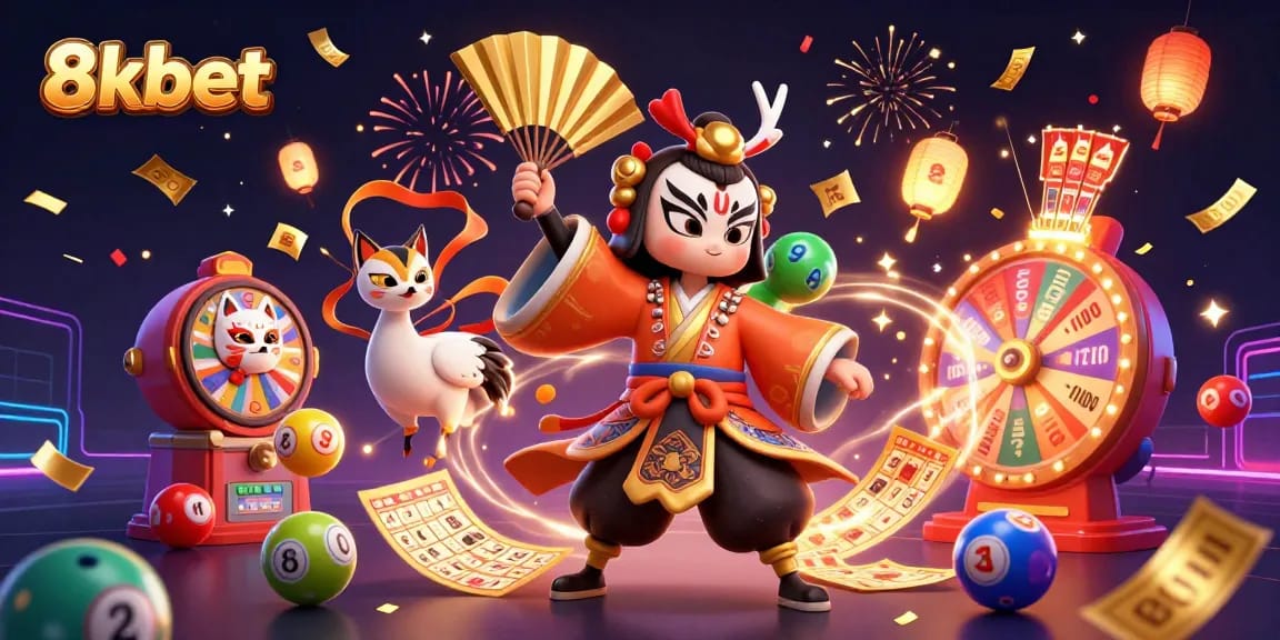 8xbet showcases an exciting gaming atmosphere with colorful elements and vibrant characters in a dynamic casino scene.