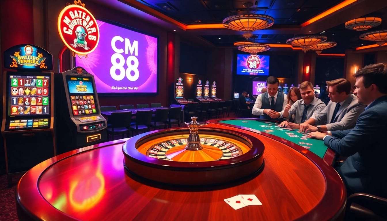 Experience the thrill of luxury gambling with CM 88 in a bustling casino atmosphere.