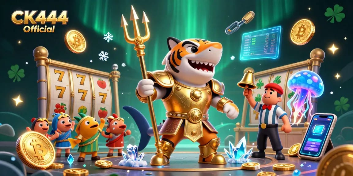 Experience CK444 Official with a vibrant casino scene featuring a tiger shark and thrilling elements.