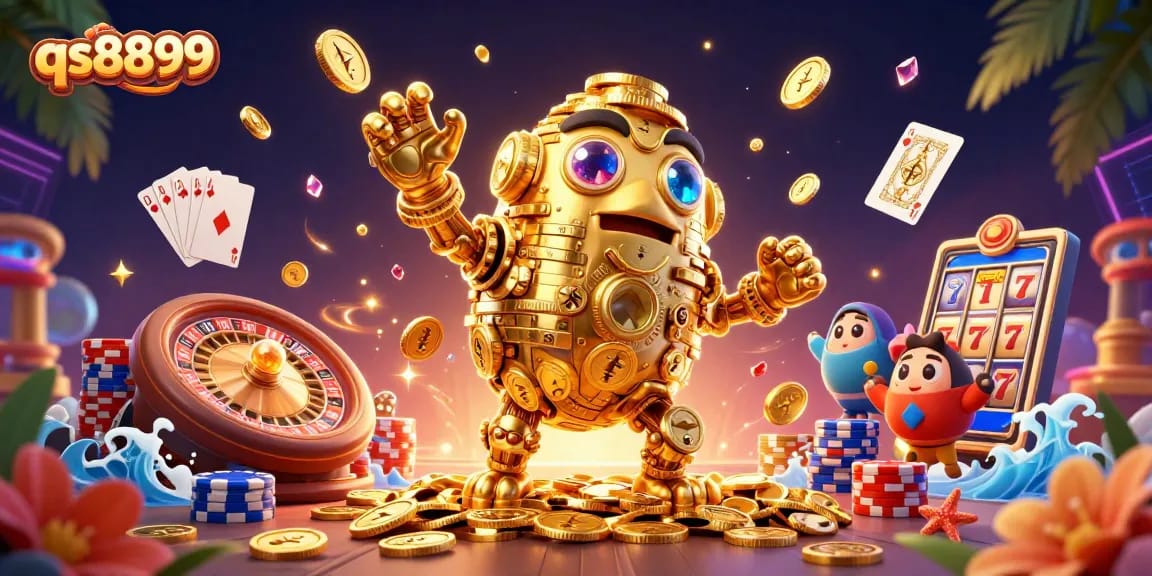 Experience vibrant gambling action with qs8899 as golden coins cascade around the magical golem.
