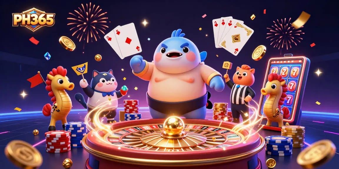 Experience thrilling gameplay at PH365 with dynamic casino action and festive underwater characters.