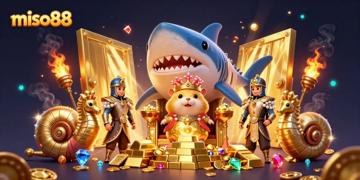 Experience the thrill of winning with miso88 in this vibrant underwater casino illustration.