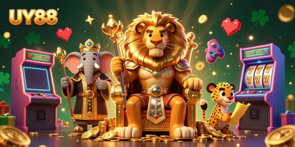 Experience thrilling adventures in UY88's captivating casino world, featuring vibrant characters and dynamic gaming elements.