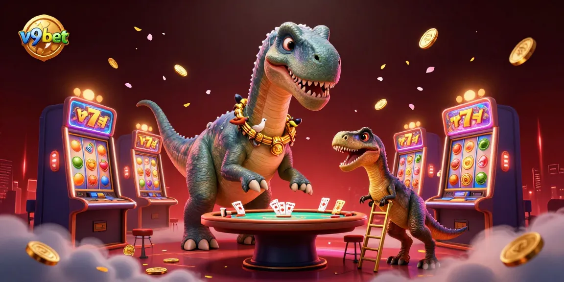 Experience thrilling casino action at v9bet with vibrant characters and exciting game elements in a dynamic scene.
