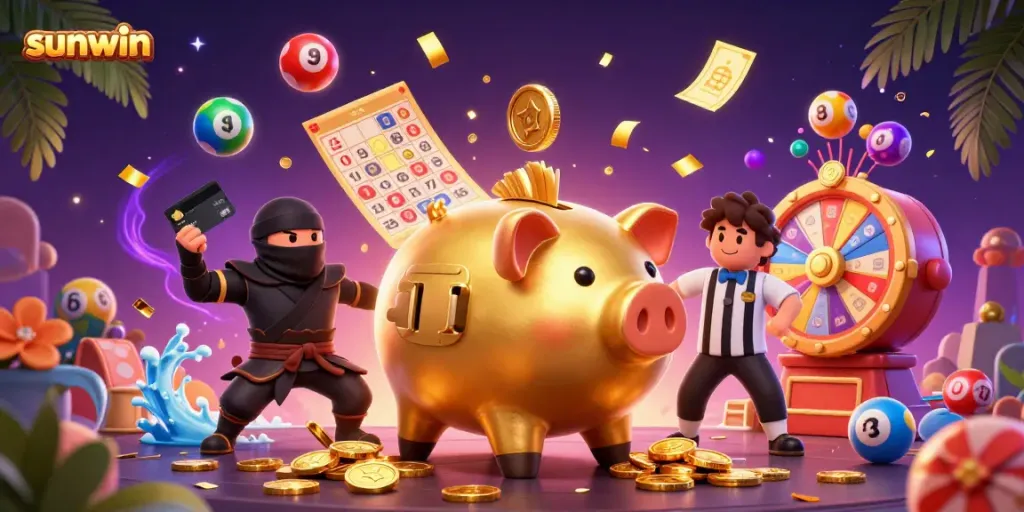 Engage with sunwin's thrilling gaming scene featuring vibrant characters, lottery elements, and dynamic action.