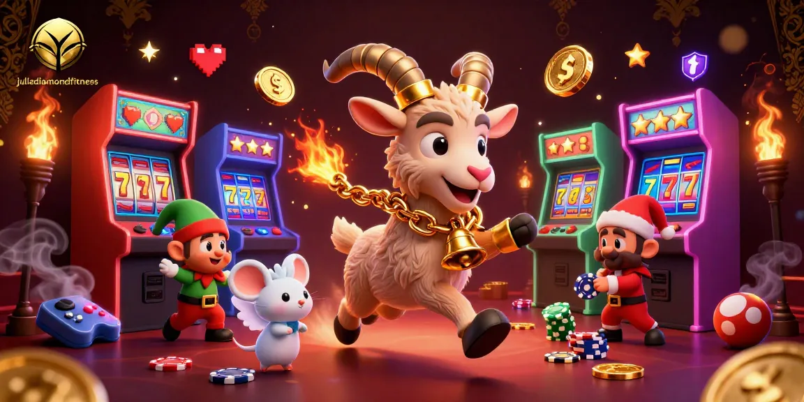 Spin and win on slots at juliediamondfitness with Krampus leading a casino-themed adventure!