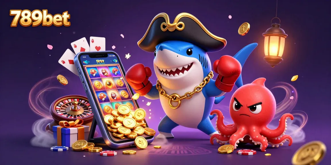 Win big with 789bet's vibrant casino gaming scene featuring playful characters and exciting game elements.