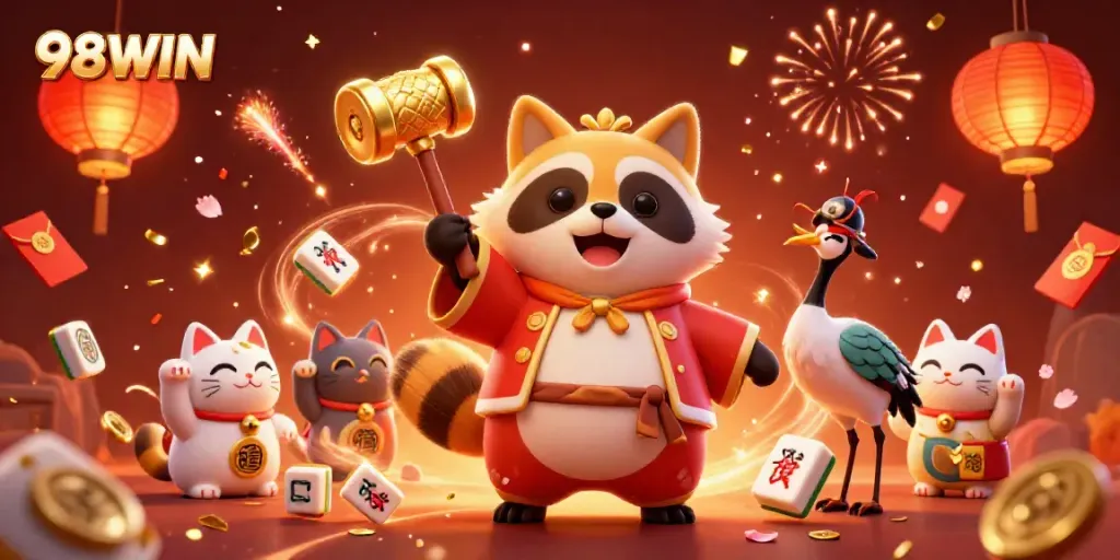 Experience the vibrant world of 98WIN where luck and joy come together in a festive casino setting.