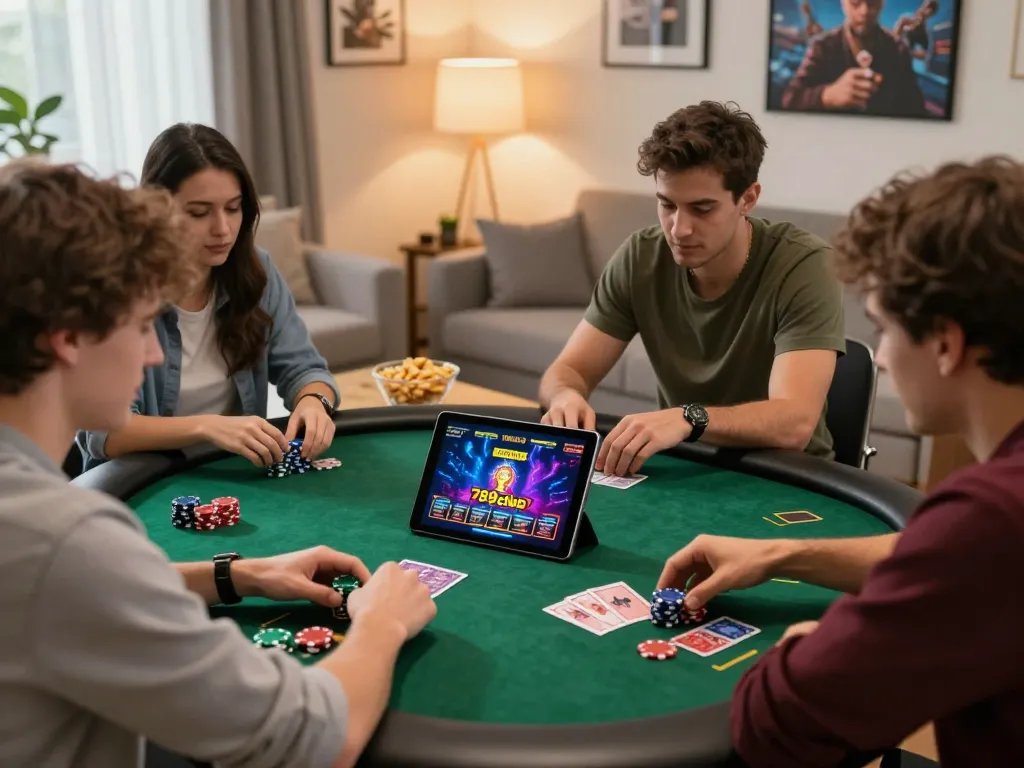 Players enjoying games on the 789club platform in a vibrant living room setting.