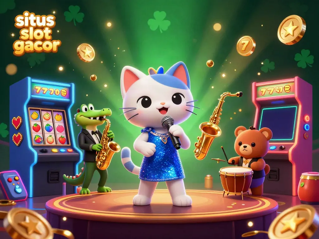Experience the excitement of situs slot gacor with vibrant characters and casino elements in this engaging illustration.