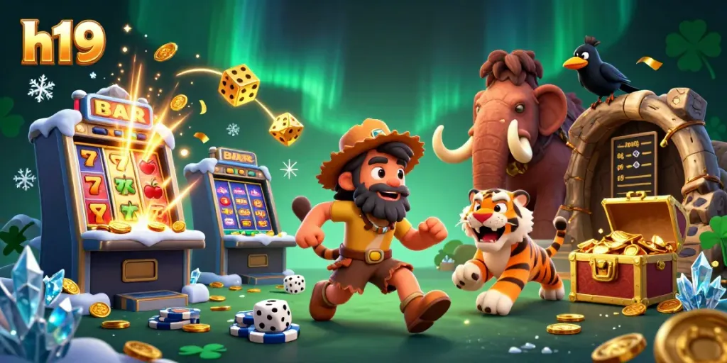 Experience the excitement of h19 casino gaming with vibrant, dynamic illustrations of prehistoric style.