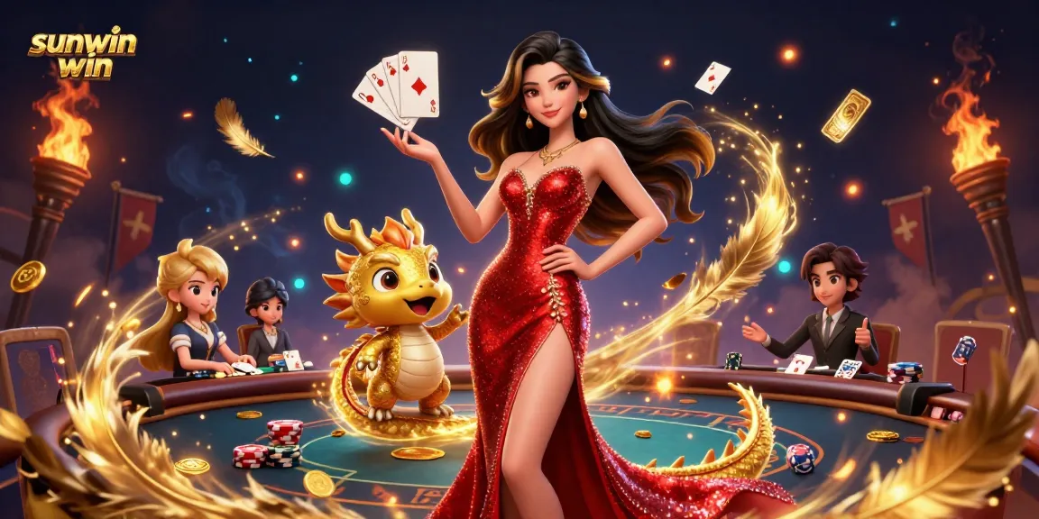 Win big with sunwin win at this vibrant 3D casino scene filled with action and excitement.