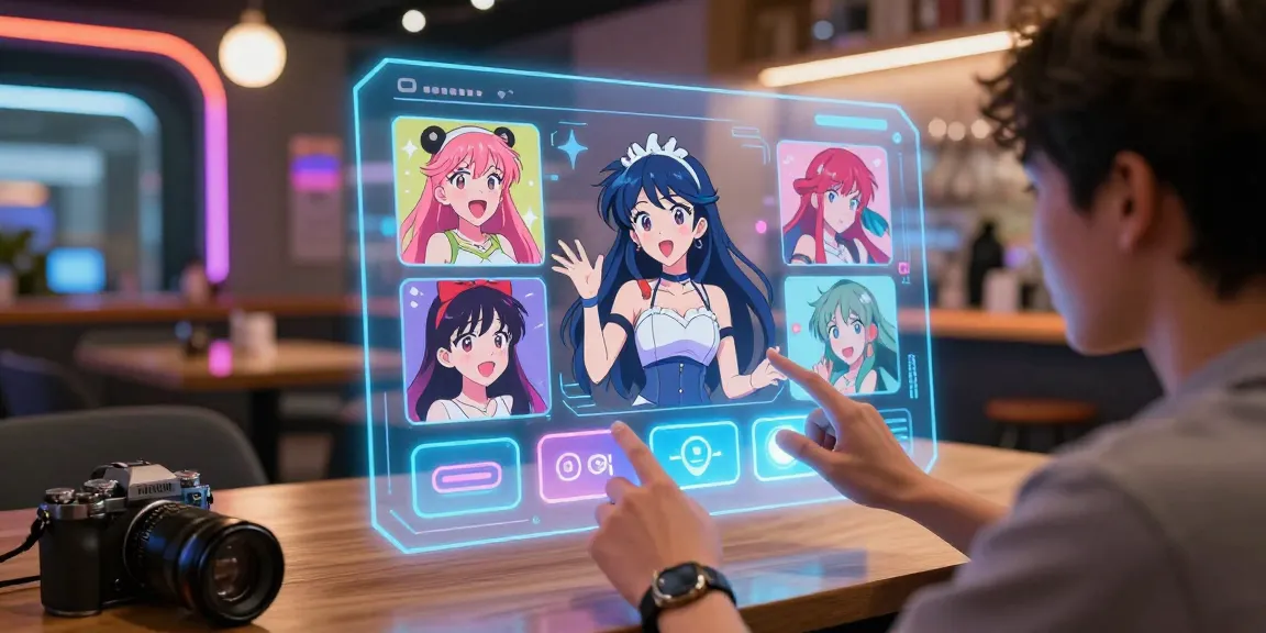 Engaging user interacting with AI ecchi chat characters through a vibrant digital interface.