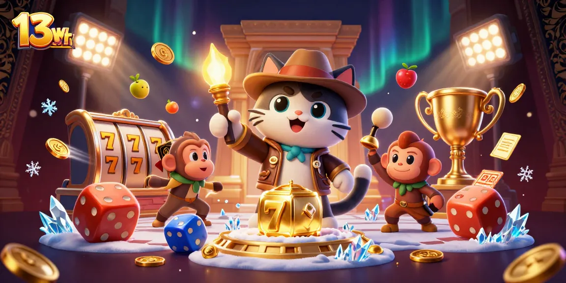 Experience thrilling wins with 13win as an explorer cat uncovers treasure in a vibrant casino adventure.