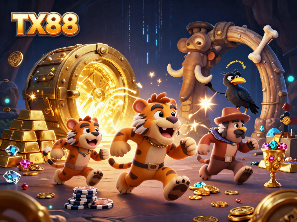 Experience the vibrant world of TX88 as you explore modern casino gaming with engaging characters.