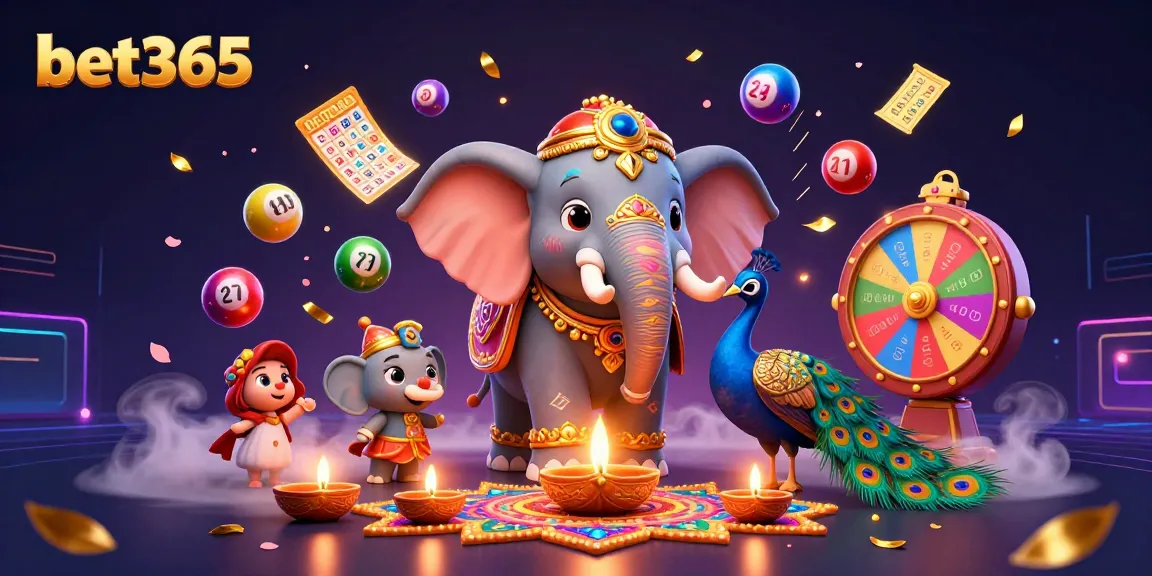 Engage with exciting bet365 gaming as festive characters celebrate amidst colorful gambling elements.