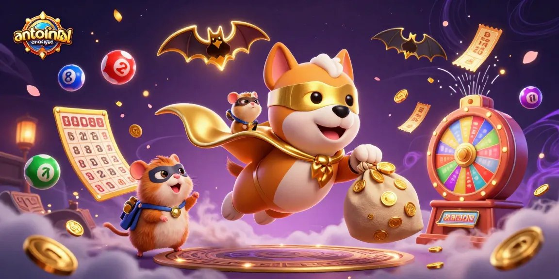 Antoinelarocque showcases a superhero dog and hamster amidst vibrant gambling-themed elements.