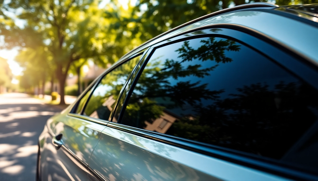 Showcasing window tinting Cleveland TN on a luxury car in a vibrant residential area.