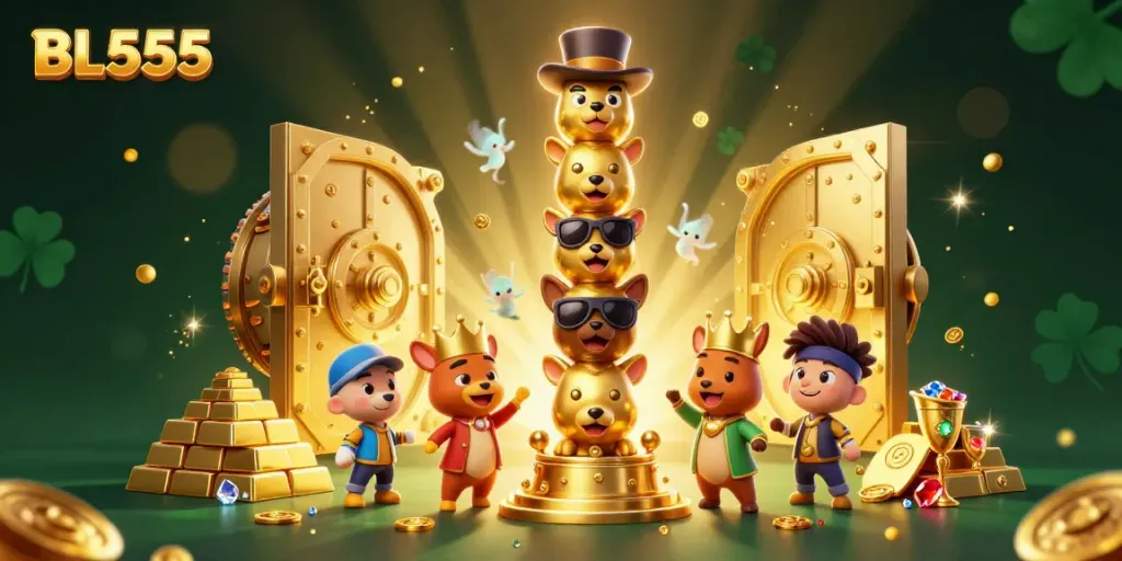 Experience the excitement of BL555 with a vibrant casino-themed scene featuring golden riches.