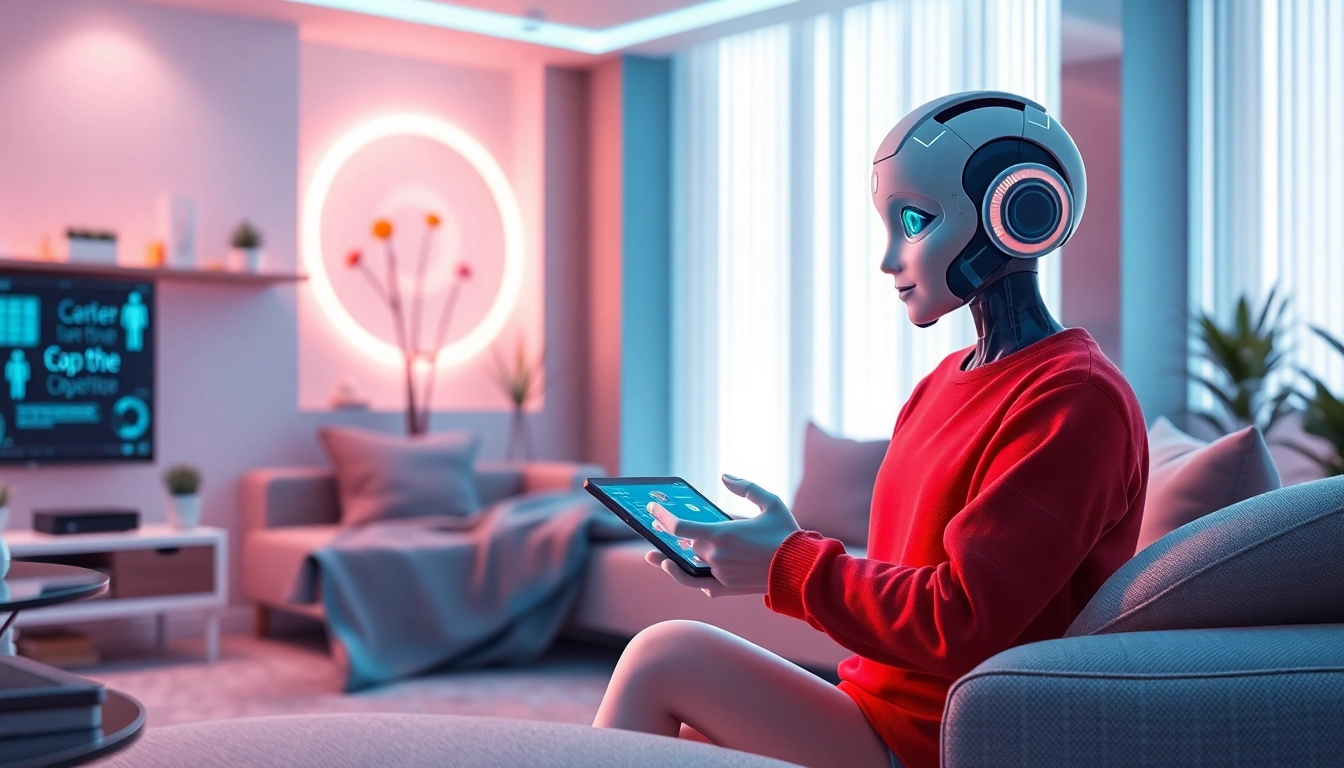 Engaging scene of a person interacting with their AI companion, showcasing the essence of crush on ai.