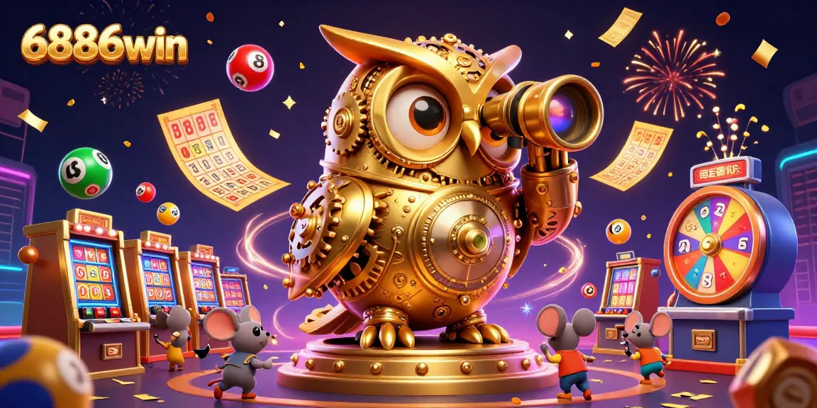 Engage with 6886win's vibrant casino scene featuring cartoon characters and exciting game elements.