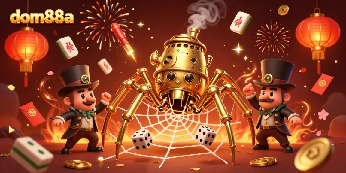 Engage with dom88a through a vibrant 3D casino-themed illustration capturing luck in gameplay.
