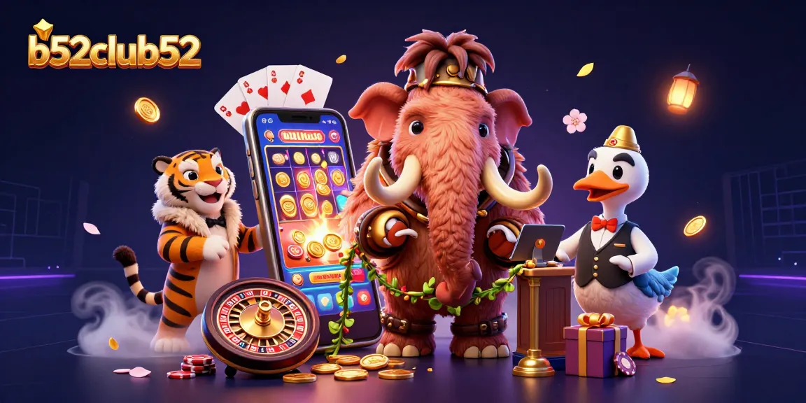 Experience excitement with b52club52's vibrant casino scene featuring iconic characters and lively gaming elements.