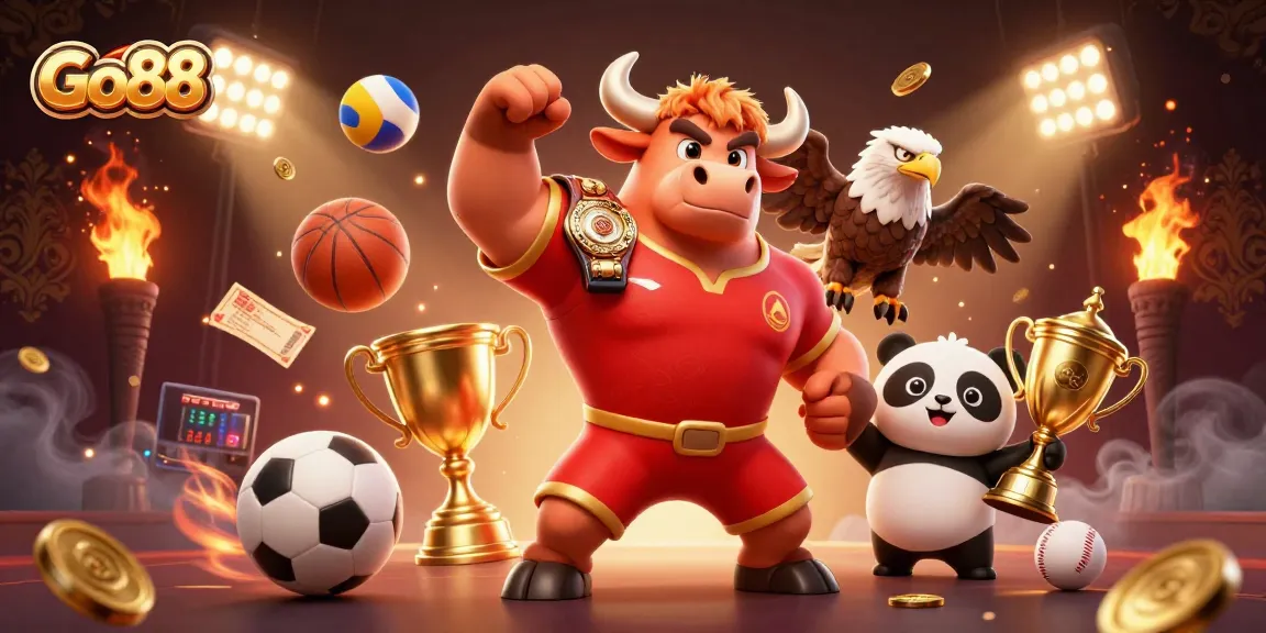 Celebrate victories with Go88's thrilling gaming atmosphere featuring a dynamic 3D scene.
