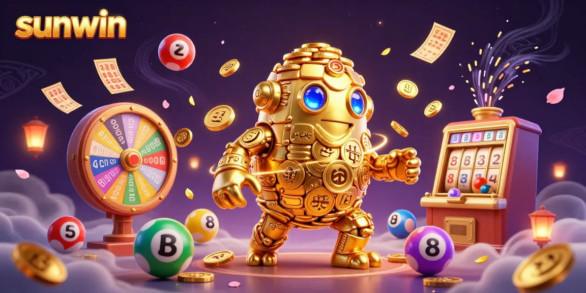Experience thrilling gameplay with sunwin at this vibrant 3D casino illustration full of colorful elements.