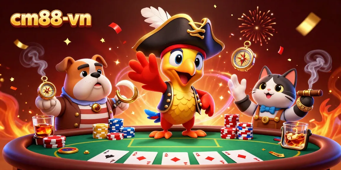 Engage in thrilling gameplay at cm88-vn with a vibrant 3D casino illustration depicting strategy and excitement.