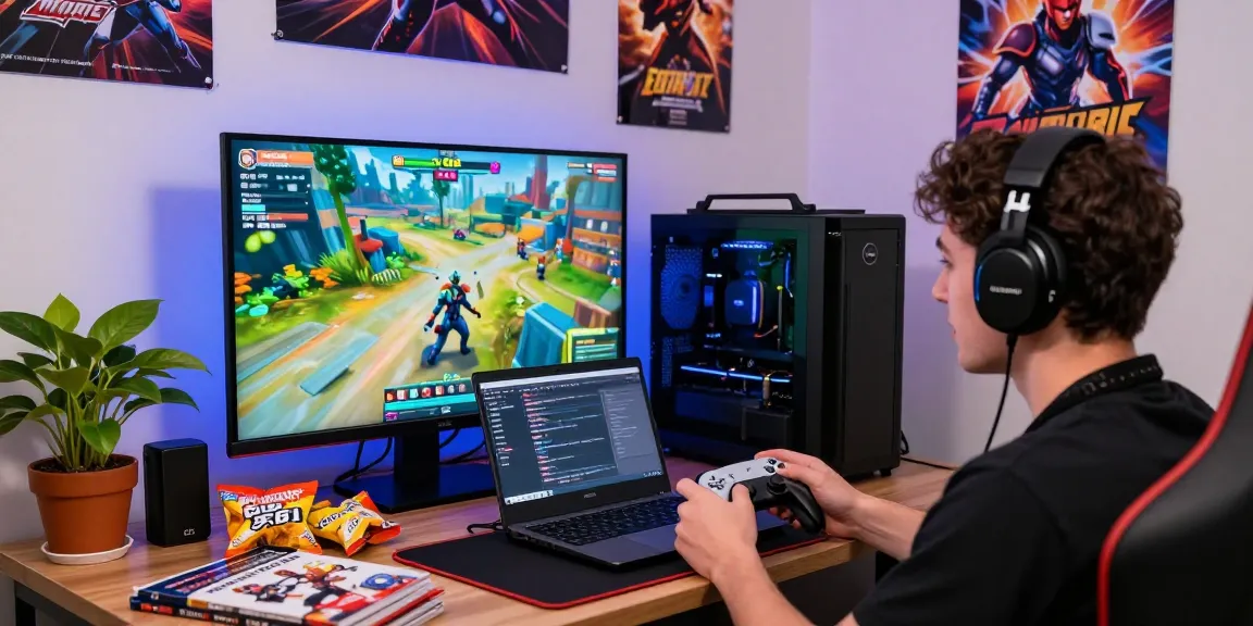 Immersive iwin gaming scene with a player engaged in action, vibrant room setup.